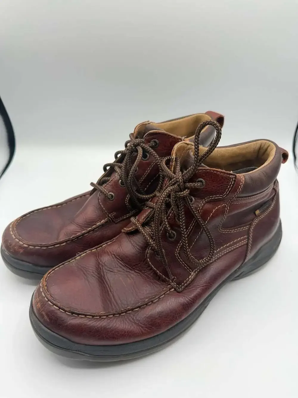 Johnston & Murphy J&M Waterproof Leather Brown Moc Toe Lace Up Boots Men's 12M